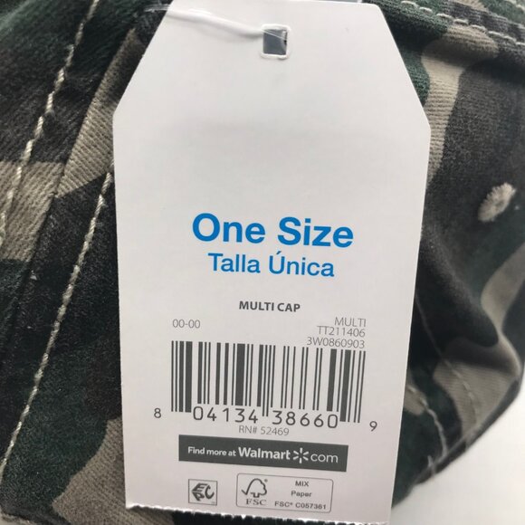 Time And Tru Womens One Size Baseball Cap Adjustable Back Strap Camo Green New - Picture 6 of 7